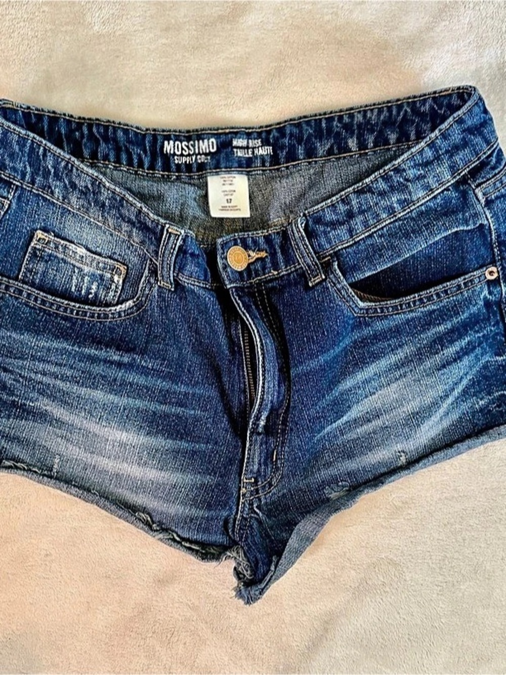 Mossimo High Rise Tall Knot Denim Jean Shorts Blue Size 17